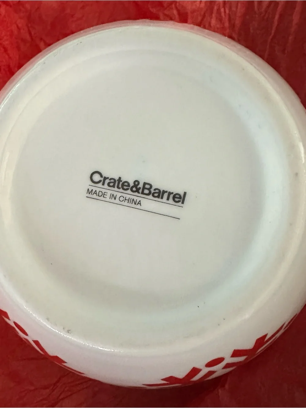 Holiday Snowflake Ceramic Bowl Set - White with Red Accents